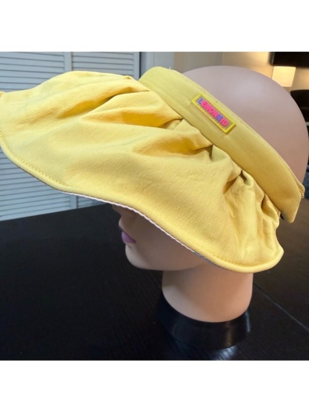Lemonkid Kids Wide Brim Sun Hat Visor Yellow and Unicorn Print Lightweight